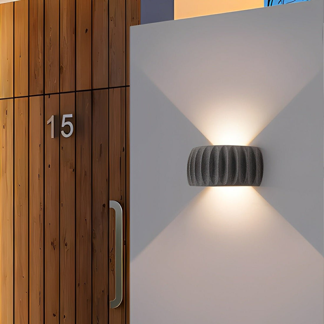 Modern Waterproof Arc Cement Carve Up and Down LED Outdoor Wall Lights - Flyachilles
