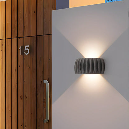 Modern Waterproof Arc Cement Carve Up and Down LED Outdoor Wall Lights - Flyachilles