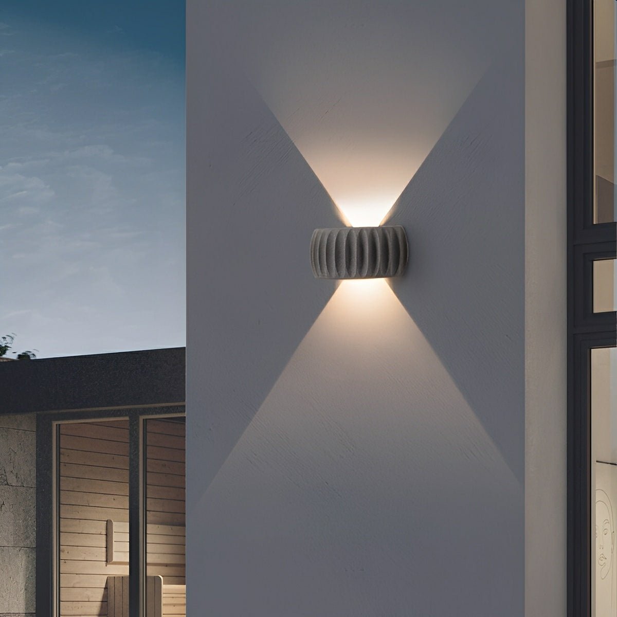 Modern Waterproof Arc Cement Carve Up and Down LED Outdoor Wall Lights - Flyachilles