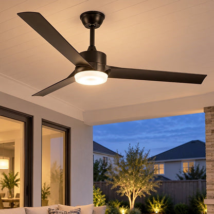 Modern Waterproof Black Outdoor LED Ceiling Fan with Light DC Motor - Flyachilles