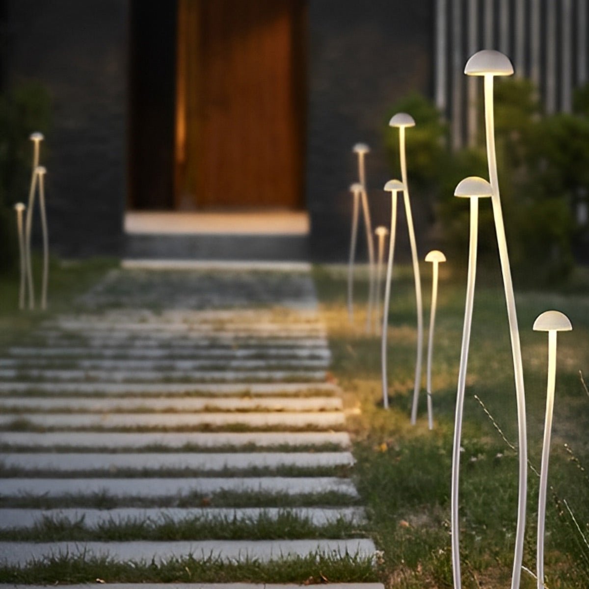 Modern Waterproof Minimalist Mushroom Stainless Steel LED Outdoor Landscape Lights - Flyachilles