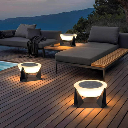Modern Waterproof Solar Round LED Outdoor Post Lights - Flyachilles