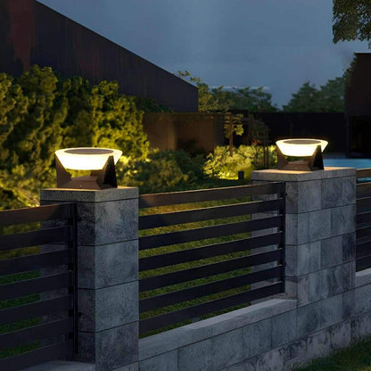 Modern Waterproof Solar Round LED Outdoor Post Lights - Flyachilles