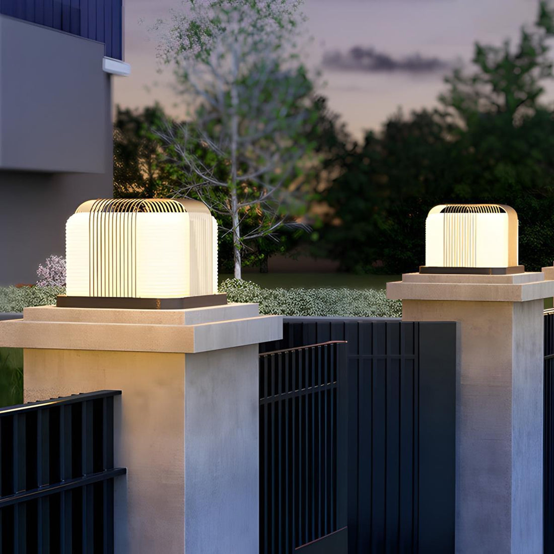 Modern Waterproof Solar Square Steel LED Outdoor Post Lights - Flyachilles