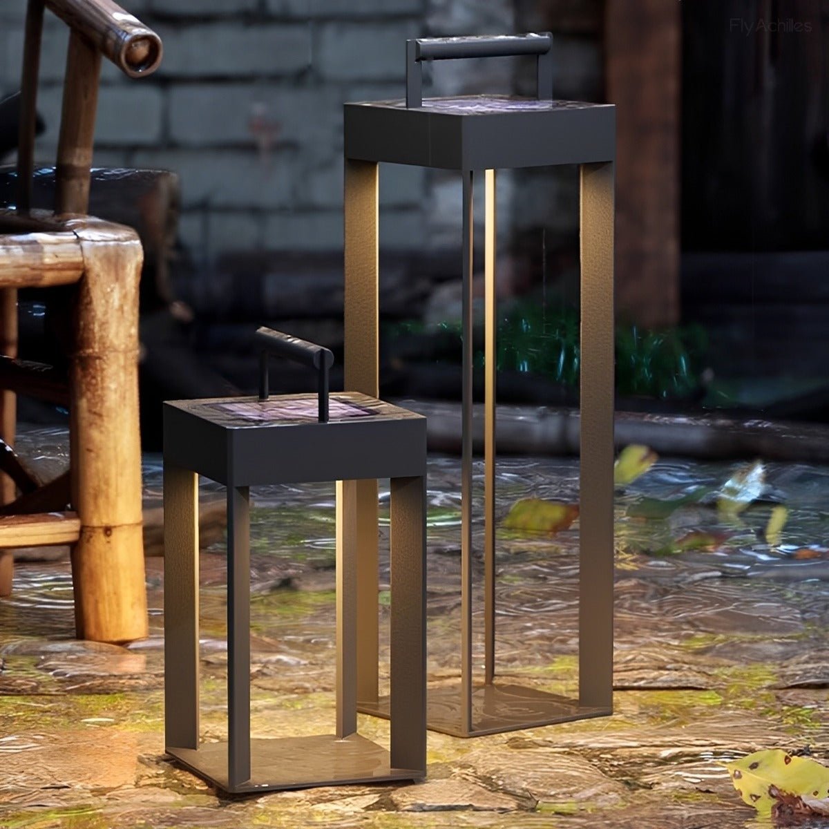 Modern Waterproof Solar&amp;Rechargeable Rectangular LED Outdoor Floor Lamp - Flyachilles