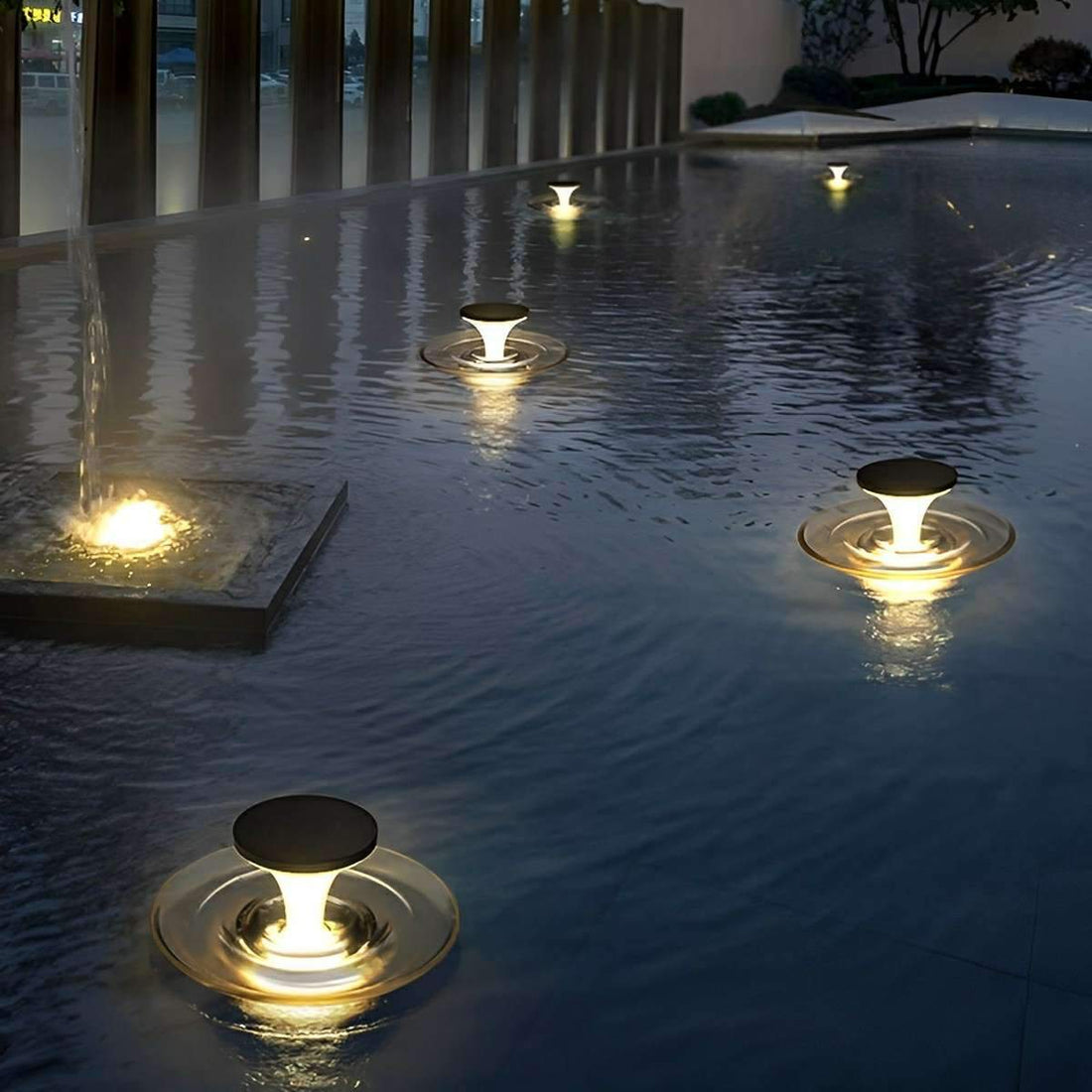 Modern Waterproof Water Floating Solar Fountain LED Outdoor Post Lights - Flyachilles