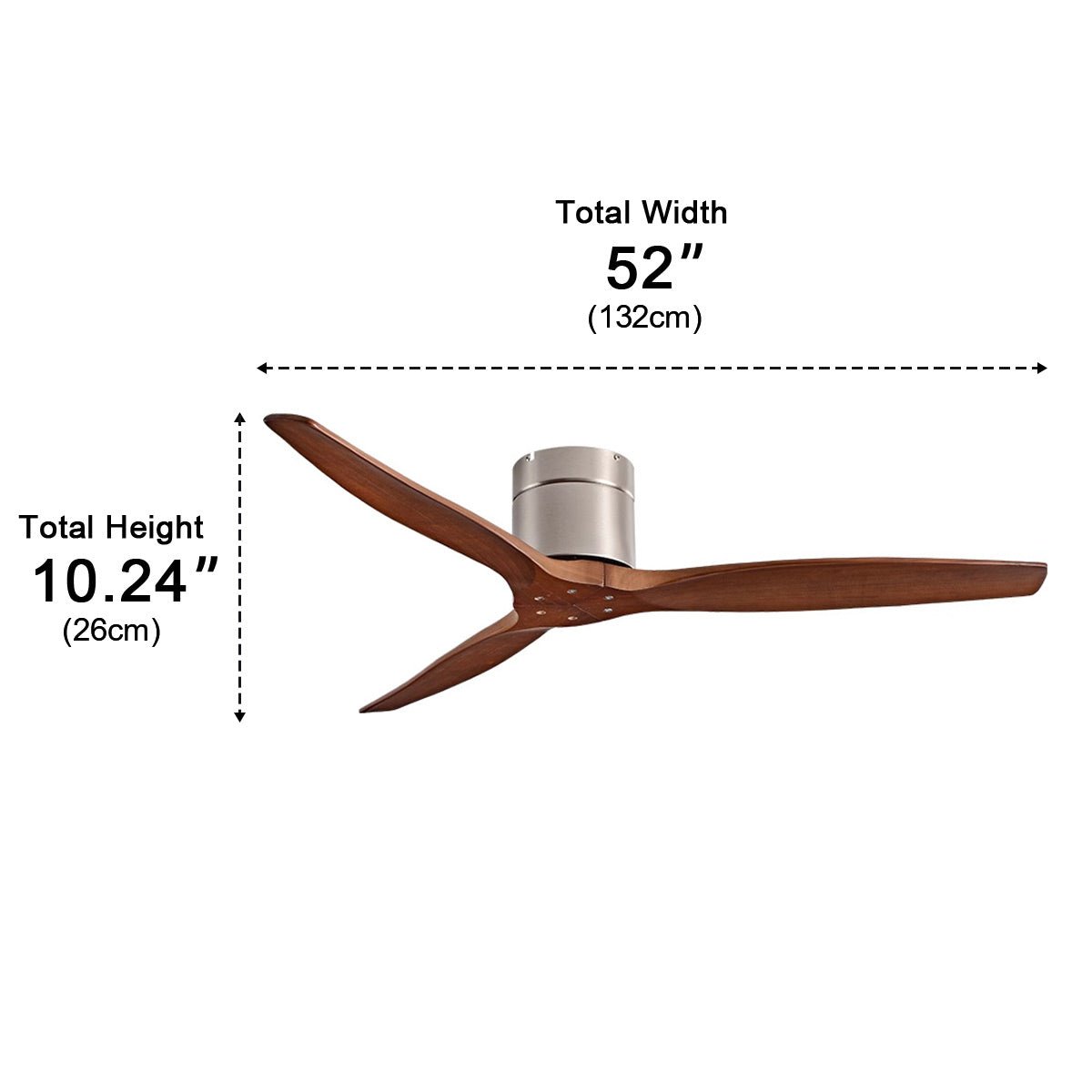 Modern Wing - inspired Wood 3 - Blade DC Motor Reverse Ceiling Fan - Flyachilles