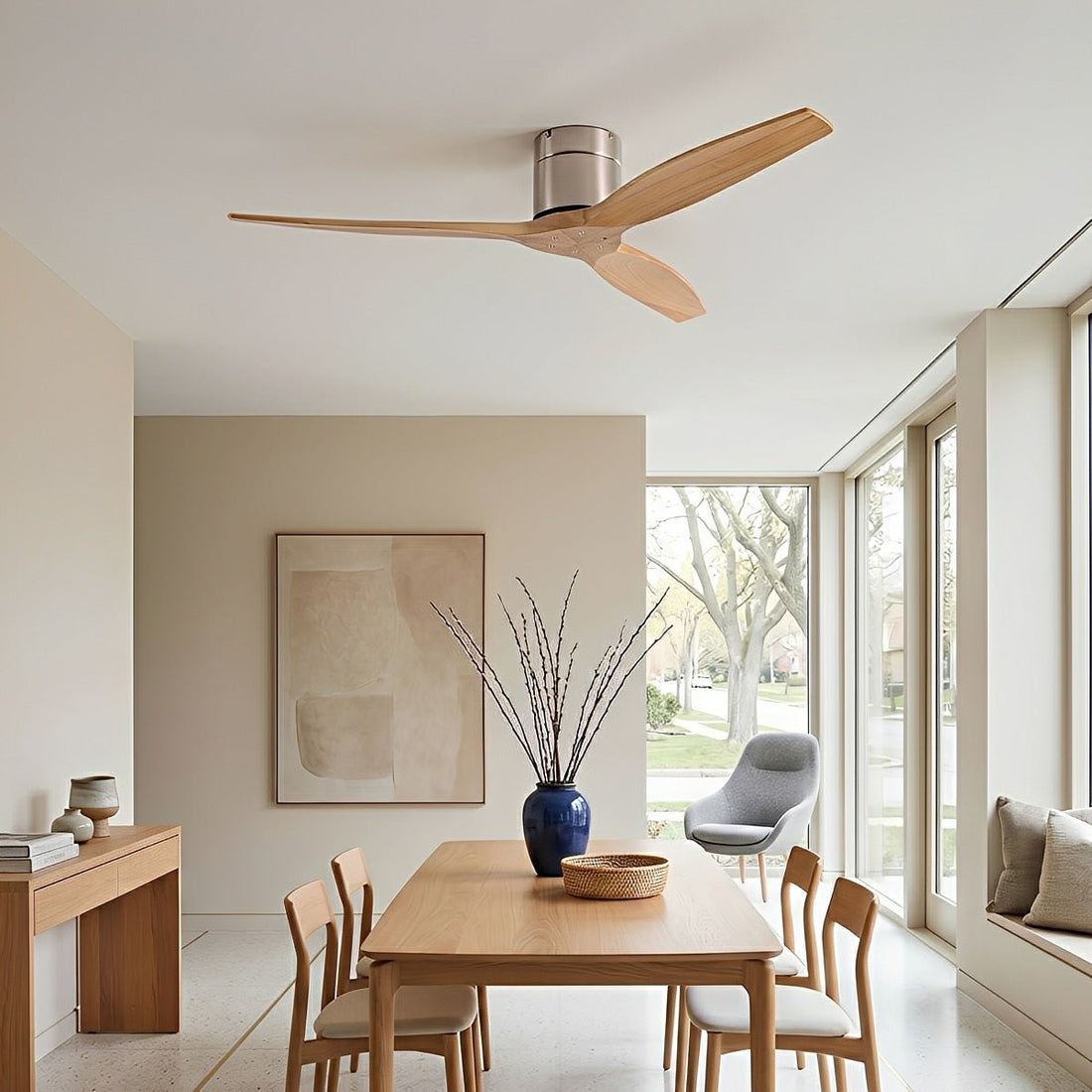 Modern Wing - inspired Wood 3 - Blade DC Motor Reverse Ceiling Fan - Flyachilles