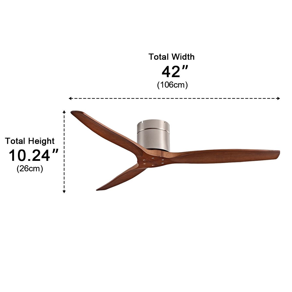 Modern Wing - inspired Wood 3 - Blade DC Motor Reverse Ceiling Fan - Flyachilles