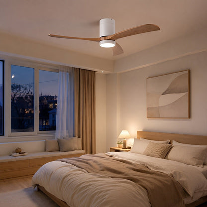 Modern Wood Ceiling Fan Light 6-Speed DC Motor Full-Spectrum - Flyachilles