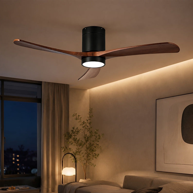 Modern Wood Ceiling Fan Light 6-Speed DC Motor Full-Spectrum - Flyachilles