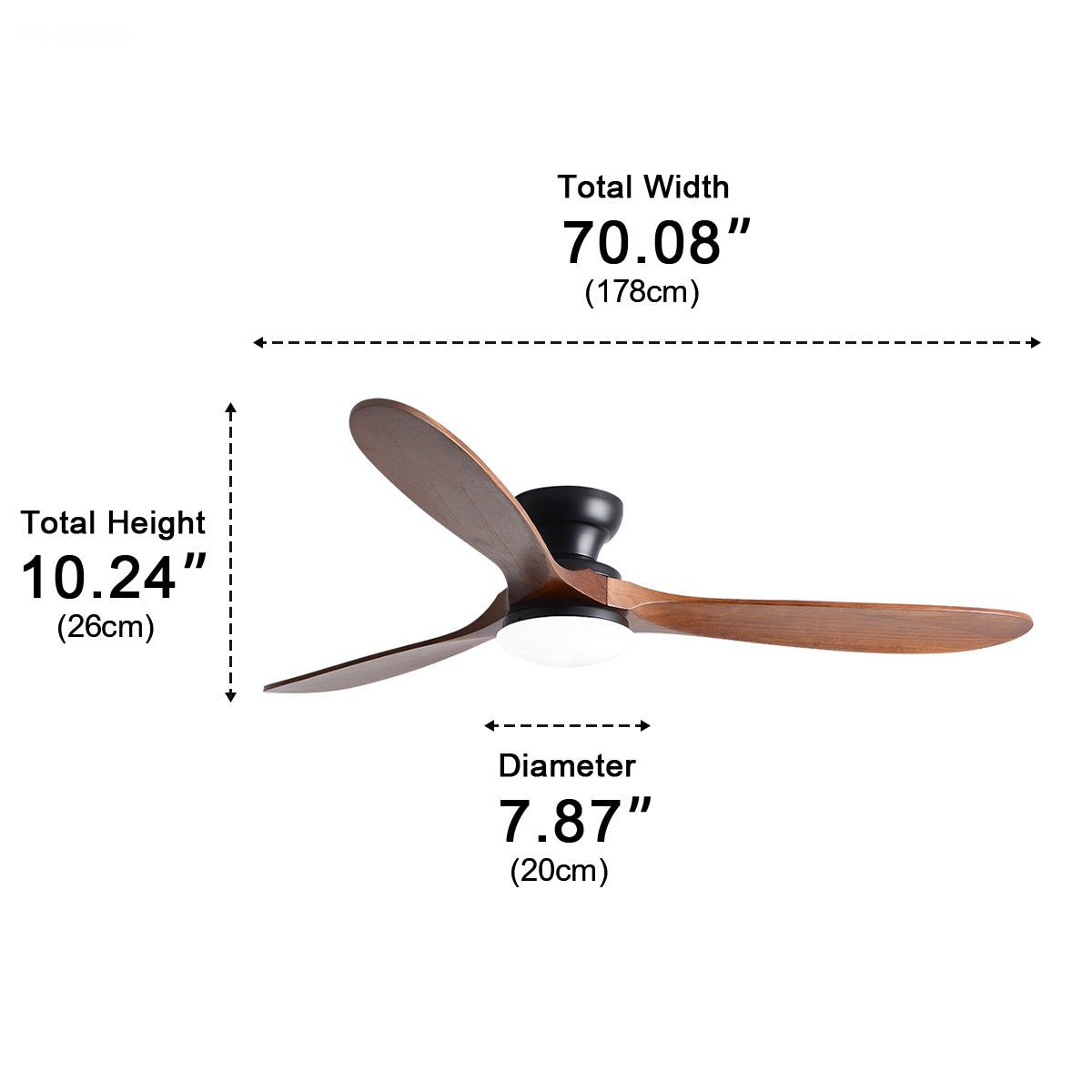 Modern Wood LED Ceiling Fan with Light Reversible DC Motor - Flyachilles