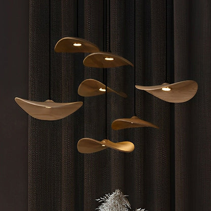 Modern Wood Natural Style Lotus Leaf LED Pendant Light - Flyachilles