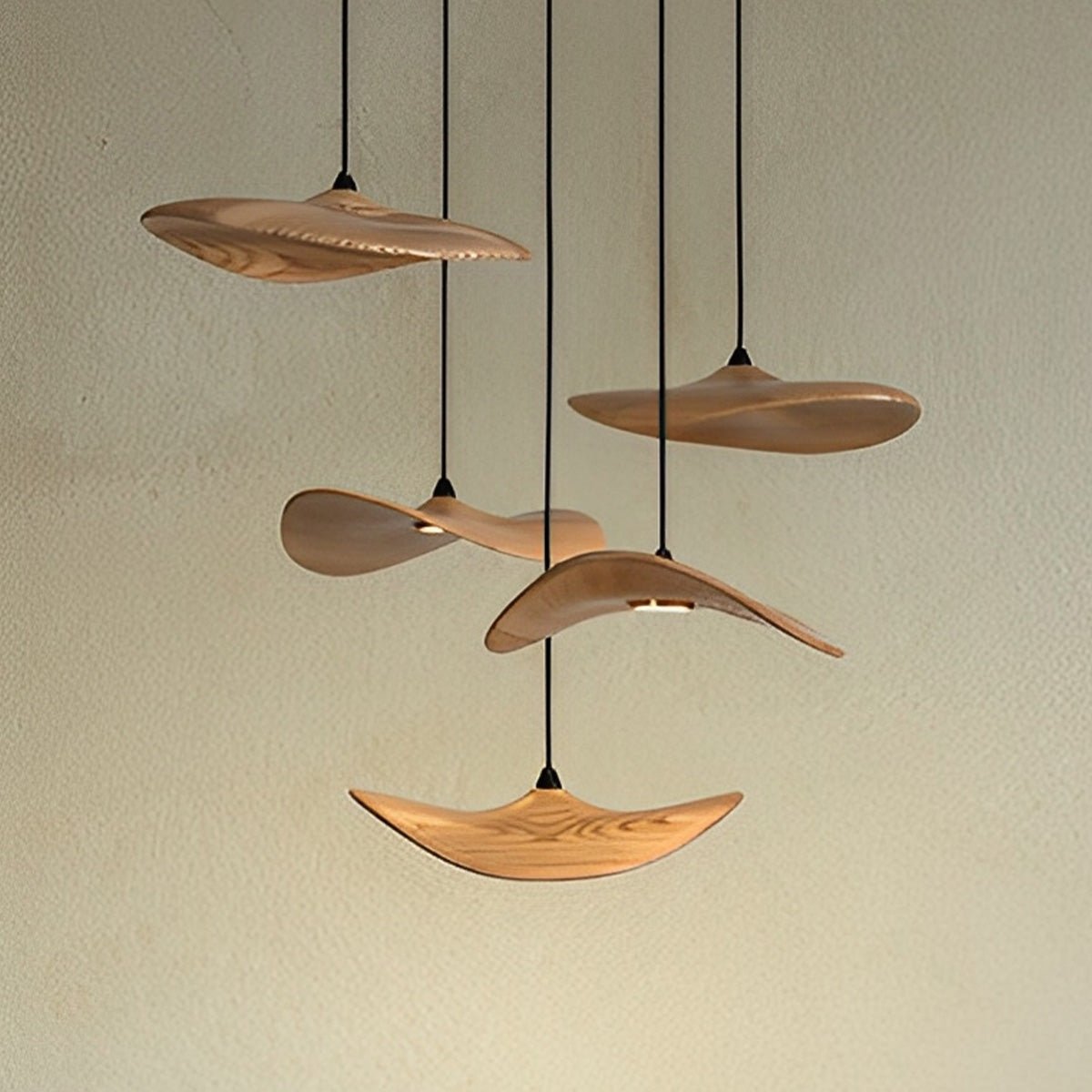Modern Wood Natural Style Lotus Leaf LED Pendant Light - Flyachilles