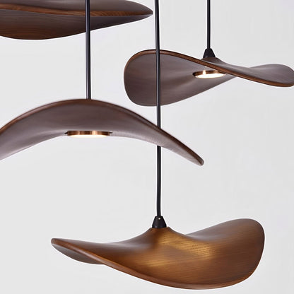 Modern Wood Natural Style Lotus Leaf LED Pendant Light - Flyachilles