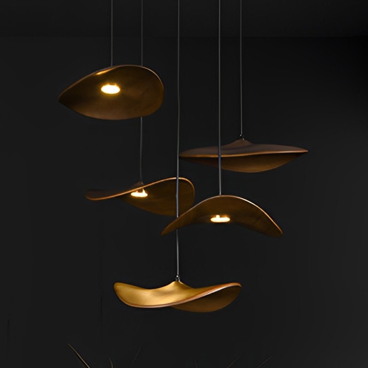 Modern Wood Natural Style Lotus Leaf LED Pendant Light - Flyachilles