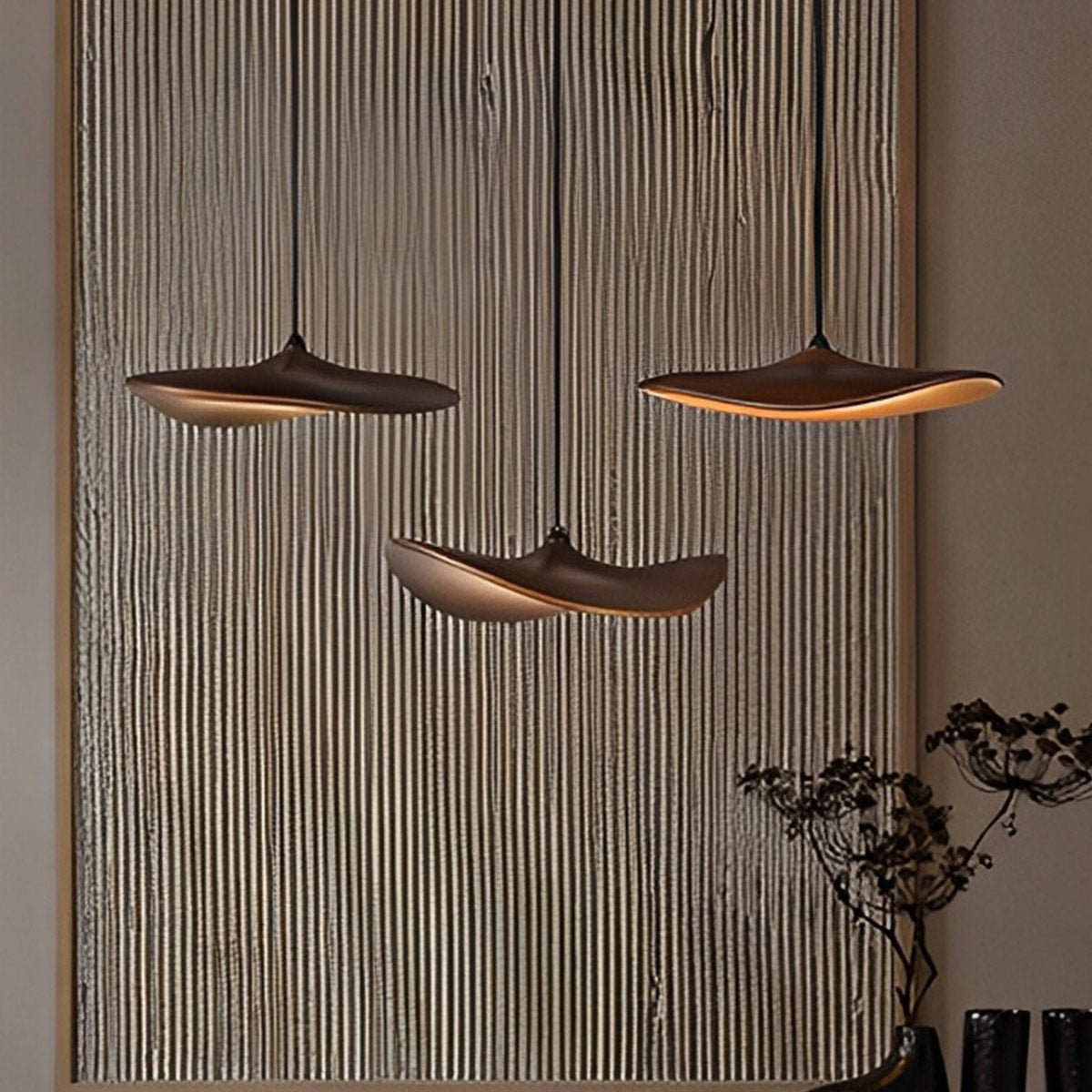 Modern Wood Natural Style Lotus Leaf LED Pendant Light - Flyachilles