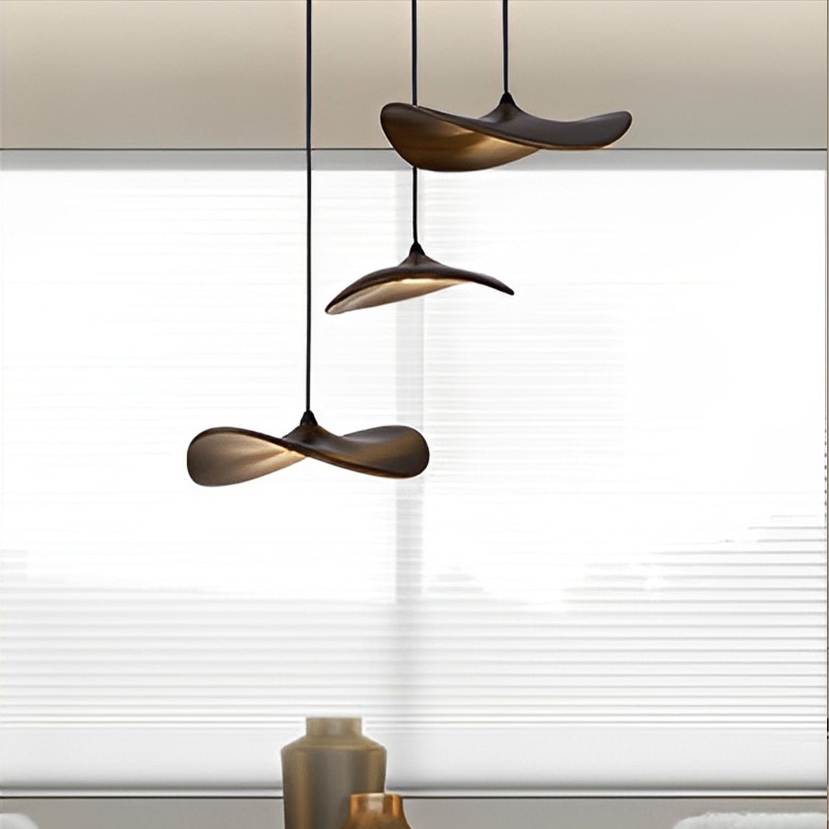 Modern Wood Natural Style Lotus Leaf LED Pendant Light - Flyachilles