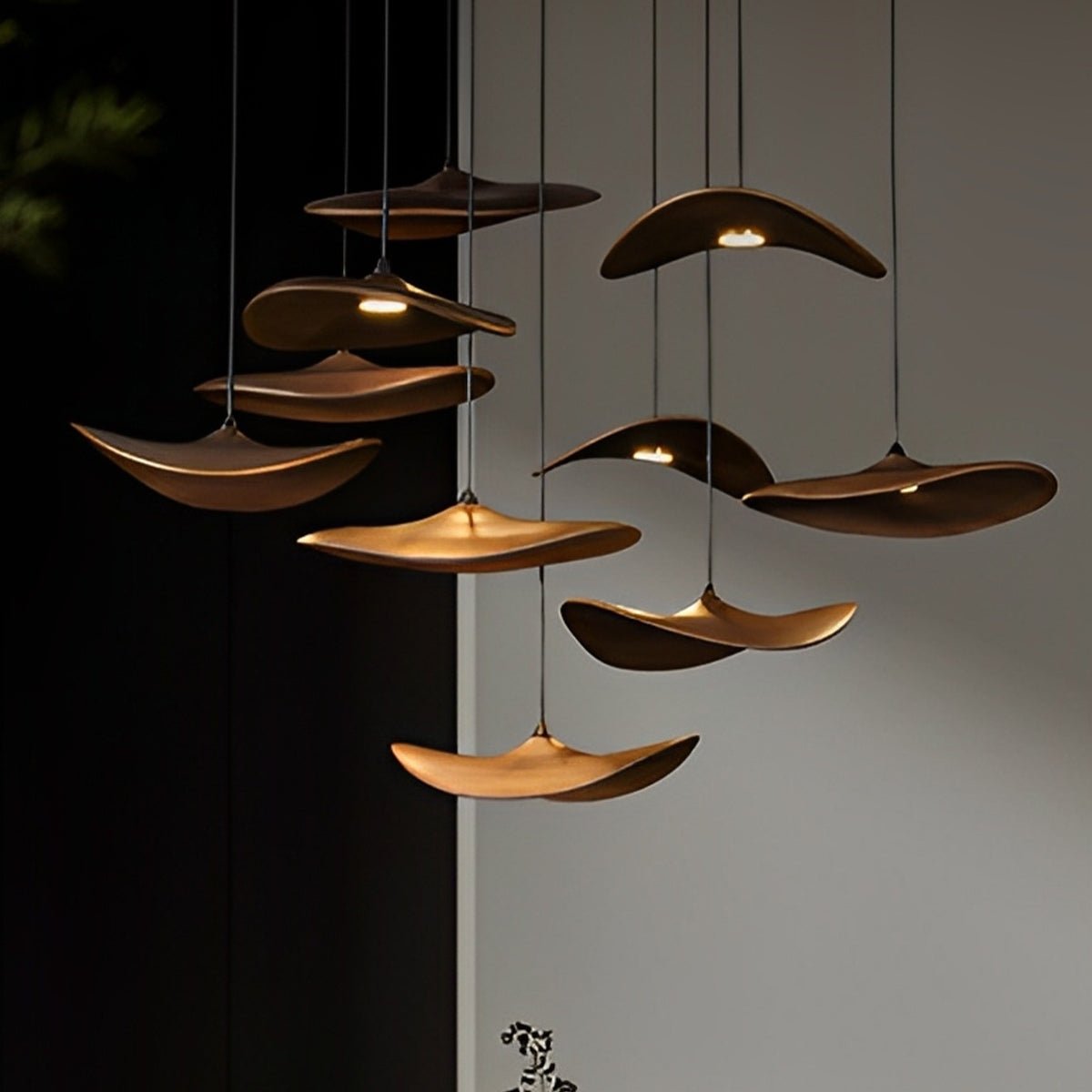 Modern Wood Natural Style Lotus Leaf LED Pendant Light - Flyachilles