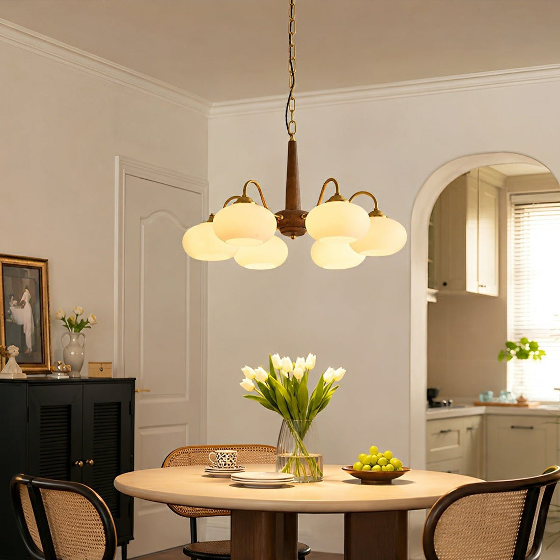 Nordic Glass Wood Metal Chandelier Hanging Lights - Flyachilles