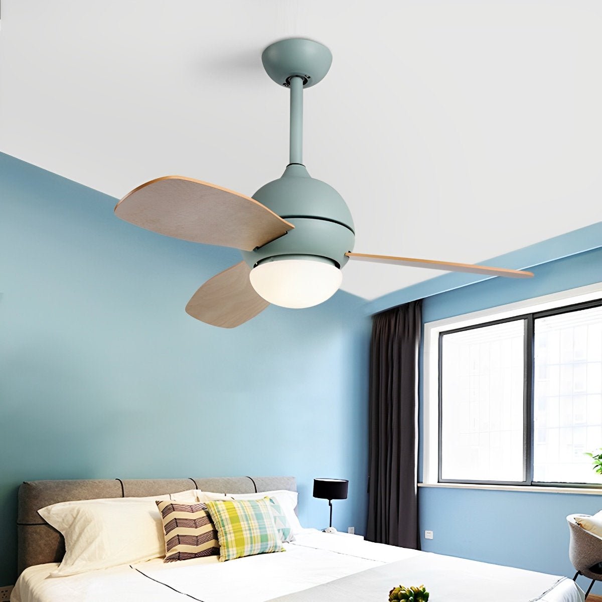 Nordic Minimalist LED Ceiling Paddle Fan with Remote Control Adjustable Wind Speed Fan - Flyachilles
