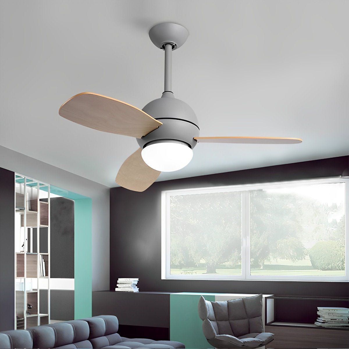 Nordic Minimalist LED Ceiling Paddle Fan with Remote Control Adjustable Wind Speed Fan - Flyachilles