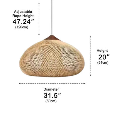 Oval - shaped Handmade Rattan Pendant Light – Boho Woven Hanging Lamp - Flyachilles