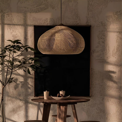 Oval - shaped Handmade Rattan Pendant Light – Boho Woven Hanging Lamp - Flyachilles