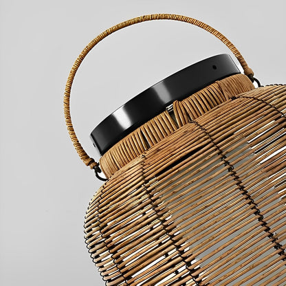 Portable Lantern Rattan LED Waterproof Solar Outdoor Lights Floor Lamp - Flyachilles