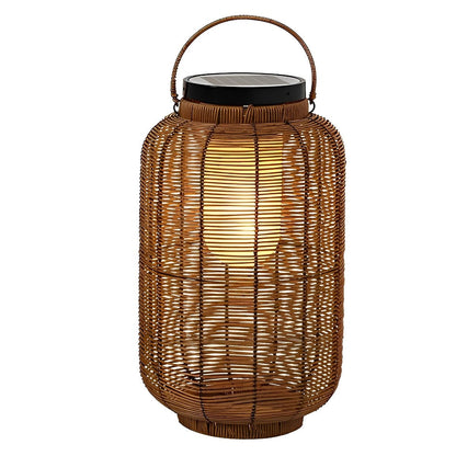 Portable Lantern Rattan LED Waterproof Solar Outdoor Lights Floor Lamp - Flyachilles