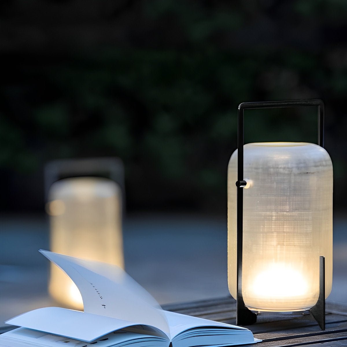 Portable Lantern Shaped Glass Waterproof LED Modern Outdoor Lights Floor Lamp Garden Lighting - Flyachilles