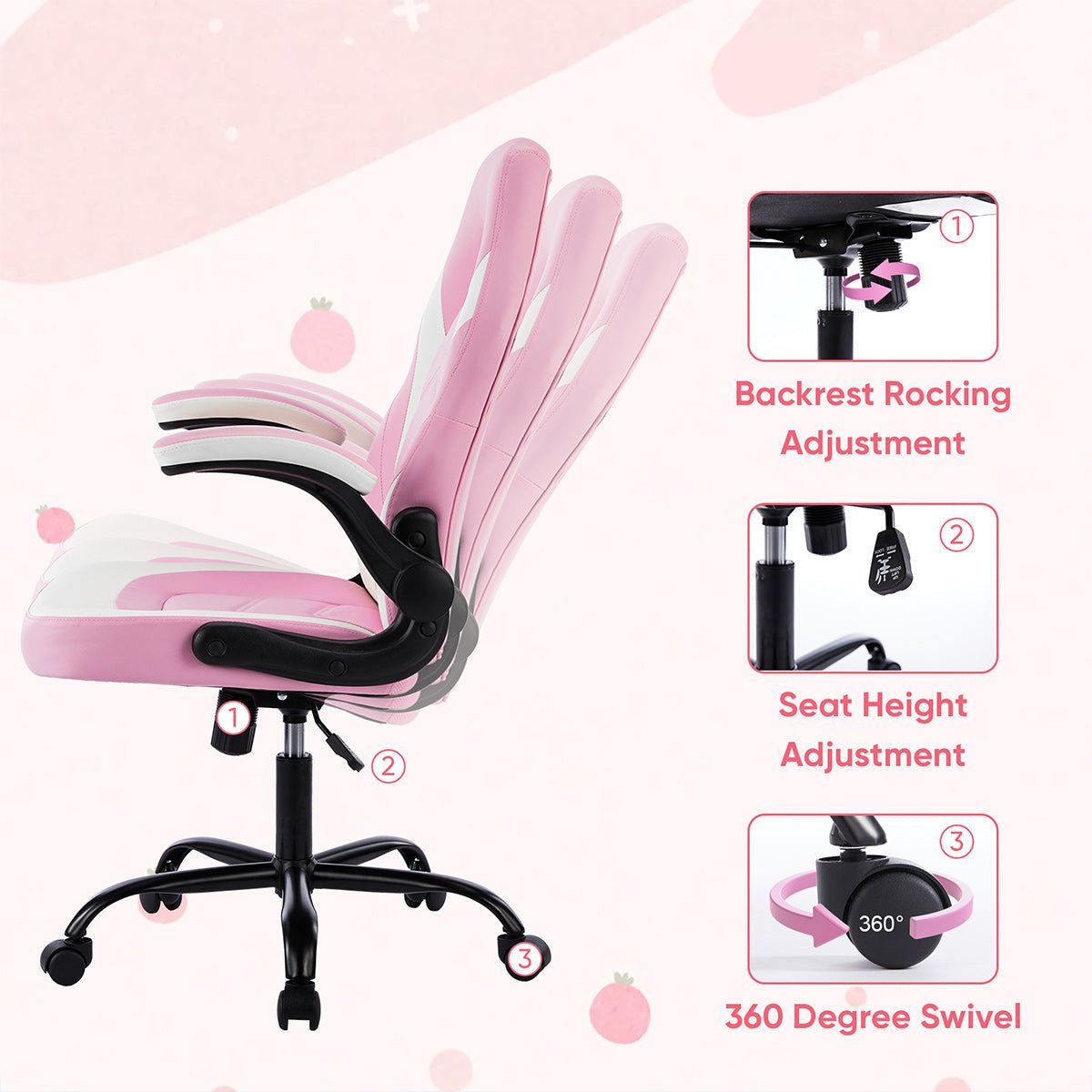 PU Leather Ergonomic Office Chair Swivel Computer Gaming Chair - Flyachilles