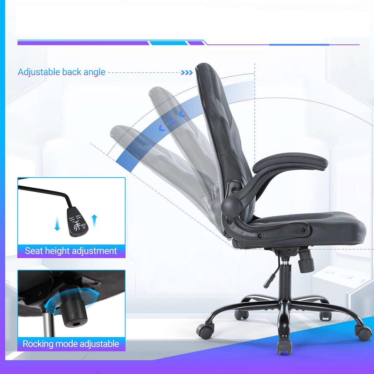 PU Leather Ergonomic Office Chair Swivel Computer Gaming Chair - Flyachilles