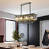 Rectangular Crystal LED 3 Color Modes Smoke Gray Modern Chandelier - Flyachilles