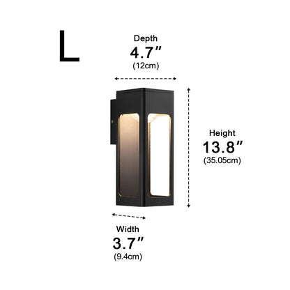 Rectangular IP65 LED Black Modern Wall Light Sconce Lamp - Flyachilles