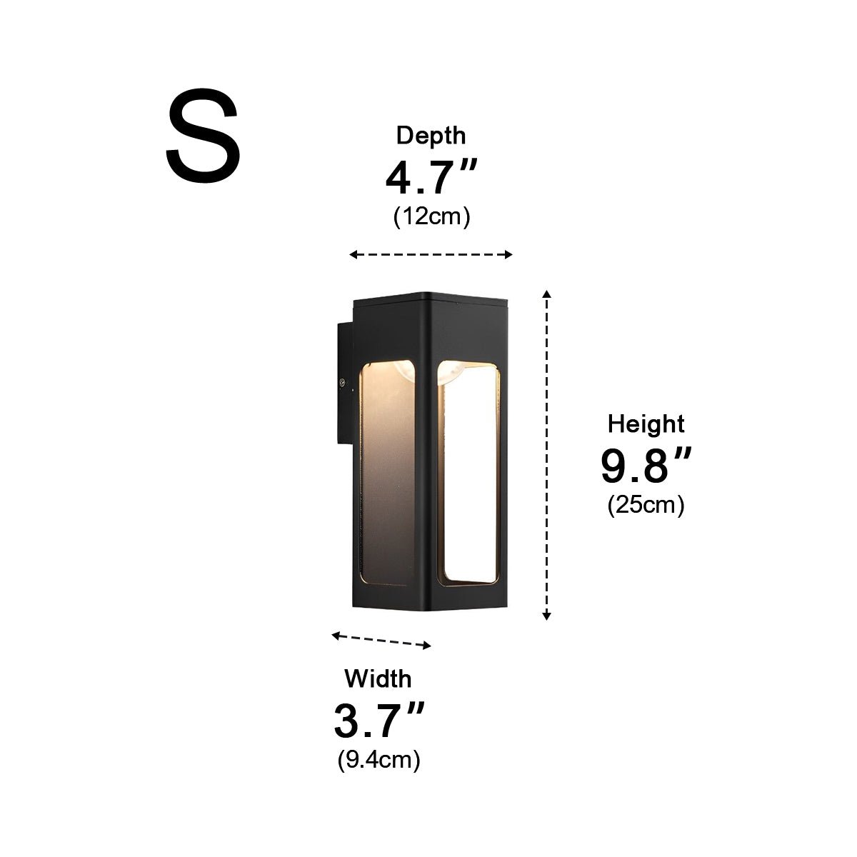 Rectangular IP65 LED Black Modern Wall Light Sconce Lamp - Flyachilles