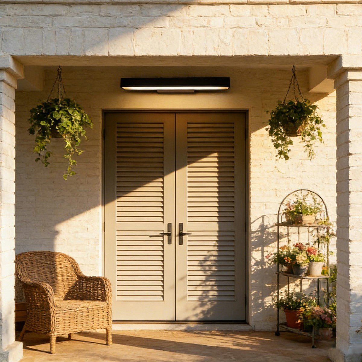 Rectangular Minimalist Waterproof Motion Sensor Black Modern Wall Sconce - Flyachilles