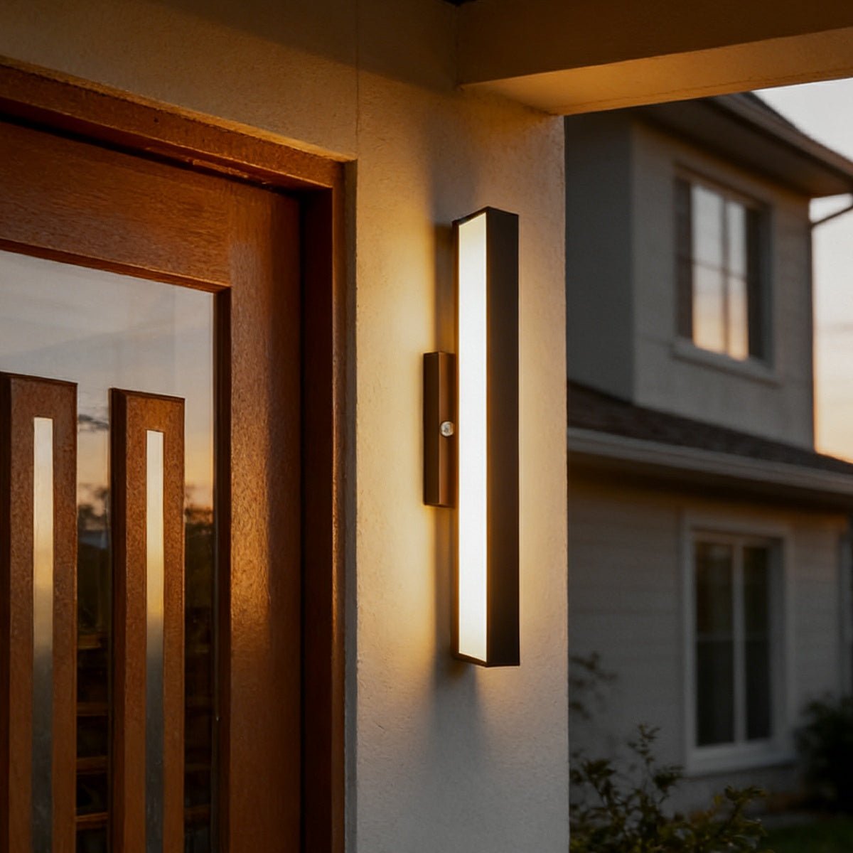 Rectangular Minimalist Waterproof Motion Sensor Black Modern Wall Sconce - Flyachilles