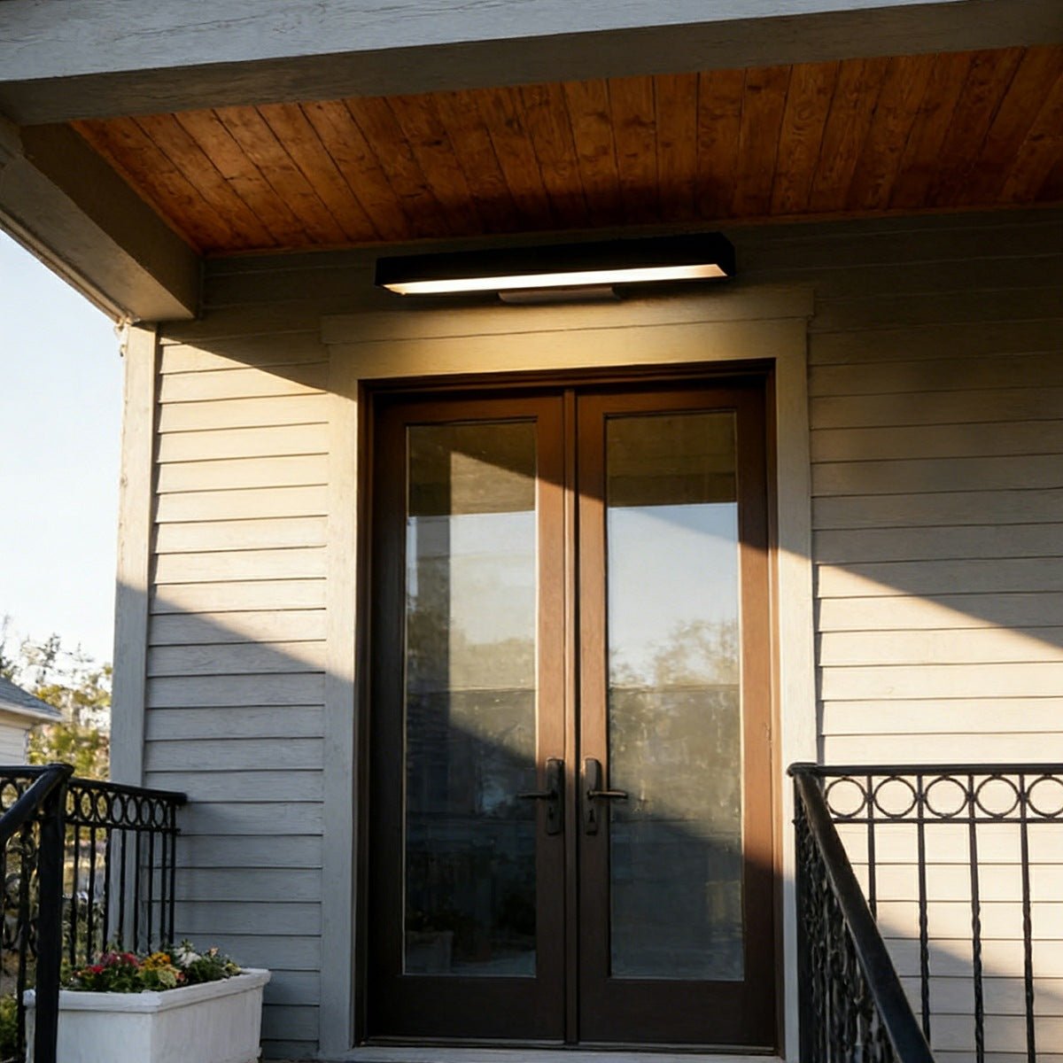 Rectangular Minimalist Waterproof Motion Sensor Black Modern Wall Sconce - Flyachilles