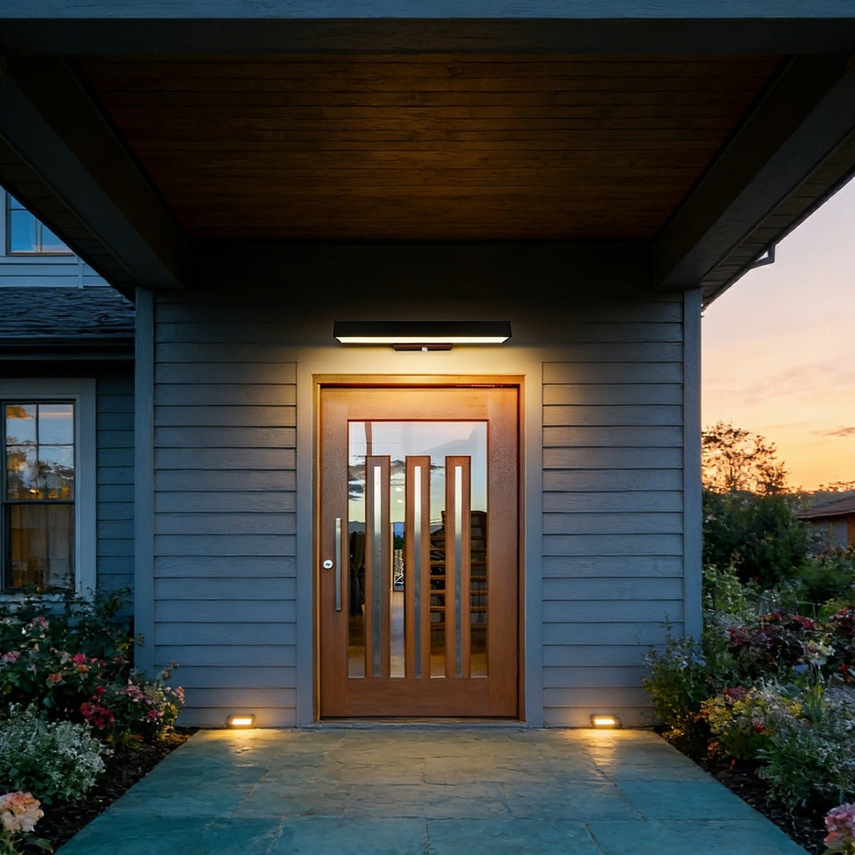 Rectangular Minimalist Waterproof Motion Sensor Black Modern Wall Sconce - Flyachilles