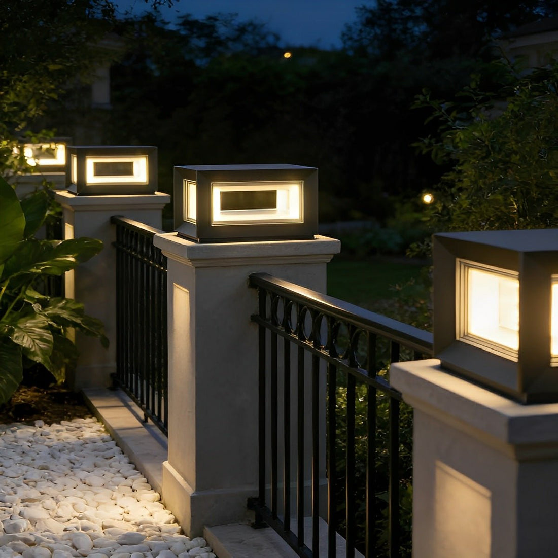 Rectangular Modern Stainless Steel Waterproof LED Outdoor Post Lights - Flyachilles