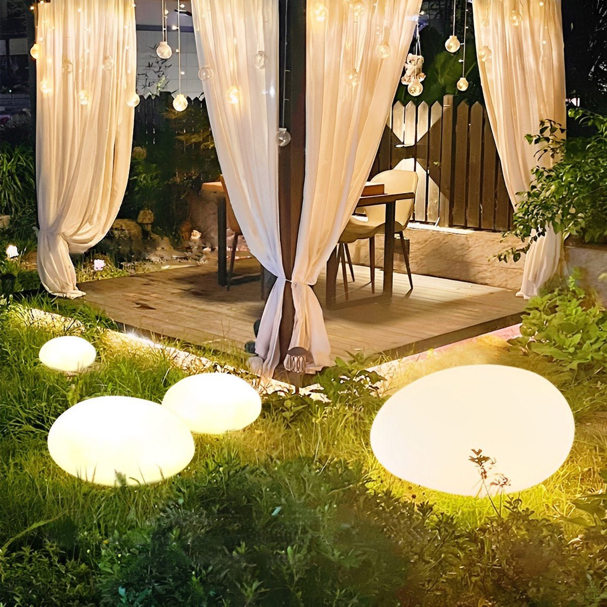 Resin Cobblestone Waterproof LED Lawn Lights Outdoor Floor Lamp - Flyachilles