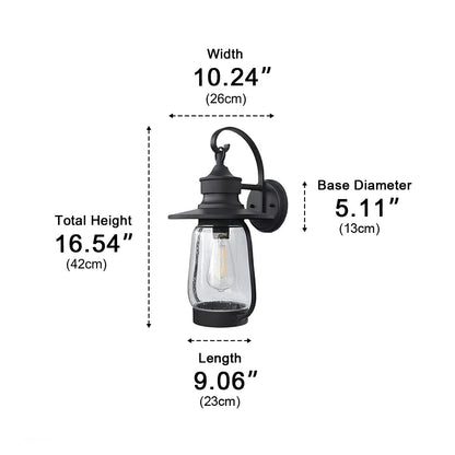Retro Black Waterproof Lantern Outdoor Wall Sconces - Flyachilles