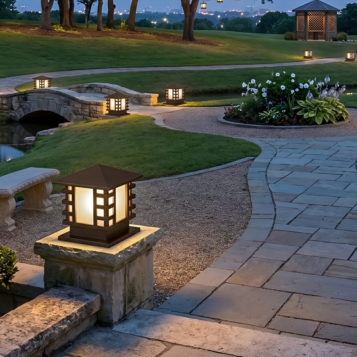 Retro Column LED Antique Garden Waterproof Courtyard Stigma Lamp - Flyachilles