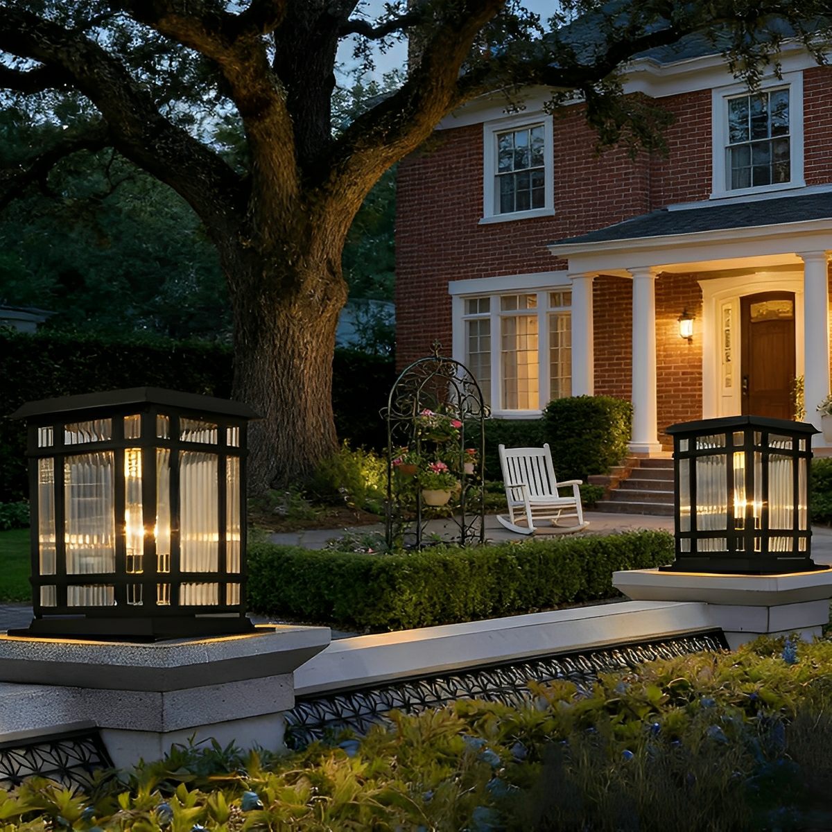 Retro Glass LED Waterproof Black Modern Solar Fence Post Lights - Flyachilles