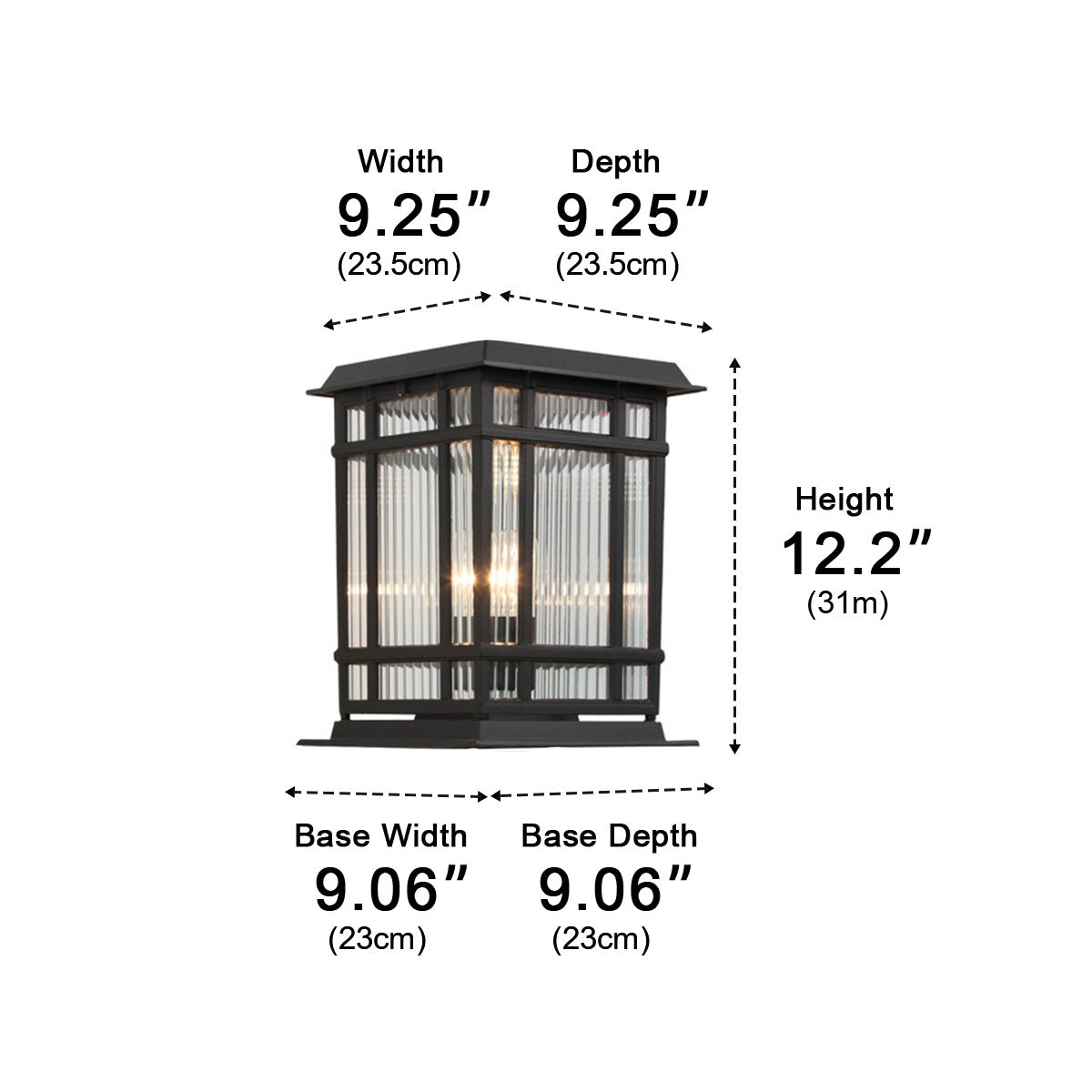 Retro Glass LED Waterproof Black Modern Solar Fence Post Lights - Flyachilles