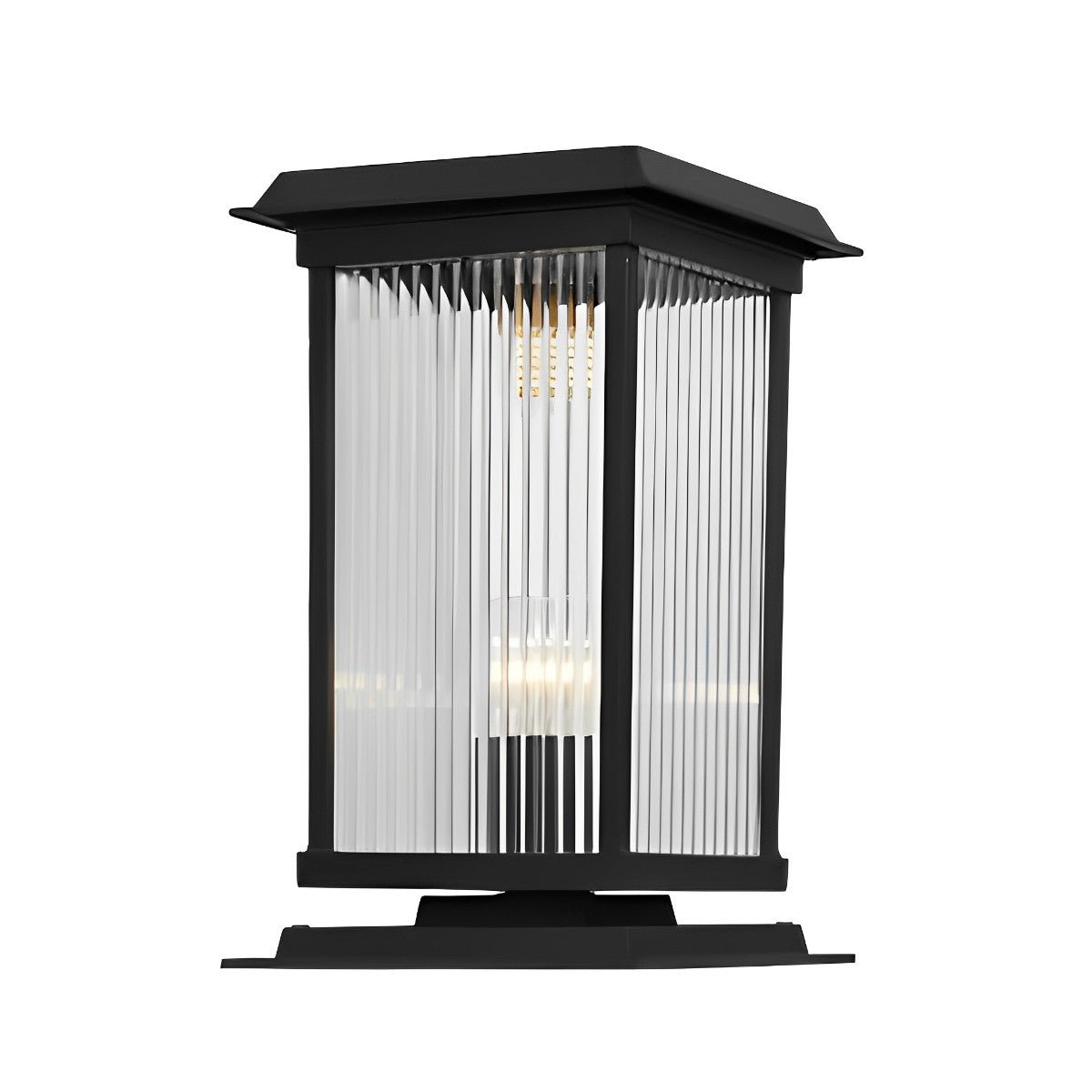 Retro Glass LED Waterproof Matte Black Modern Solar Fence Post Lights Column Pillar Lamp - Flyachilles