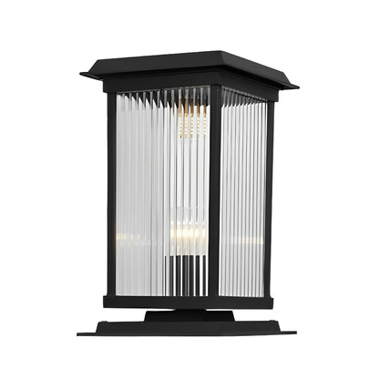 Retro Glass LED Waterproof Matte Black Modern Solar Fence Post Lights Column Pillar Lamp - Flyachilles