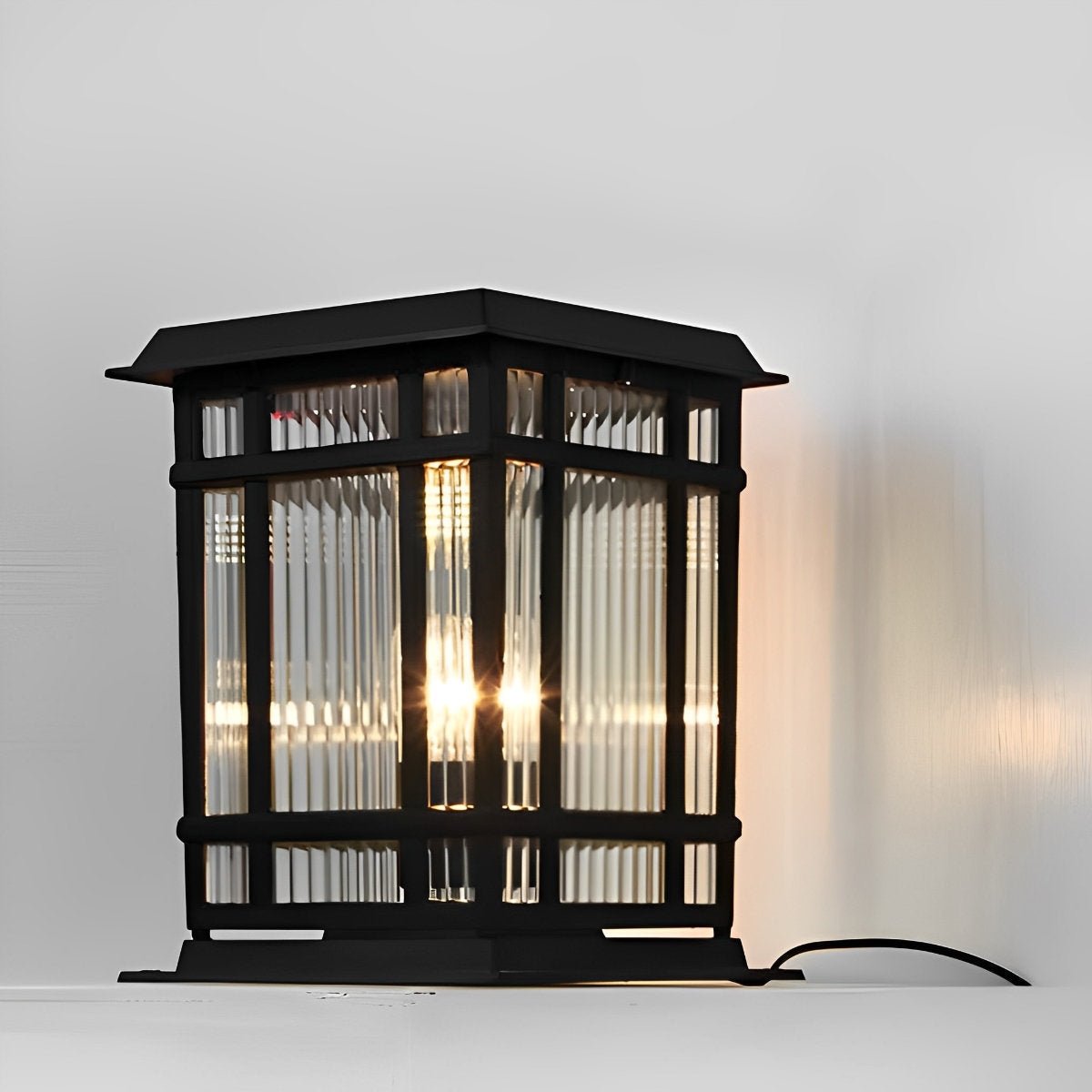 Retro Glass LED Waterproof Matte Black Modern Solar Fence Post Lights Column Pillar Lamp - Flyachilles