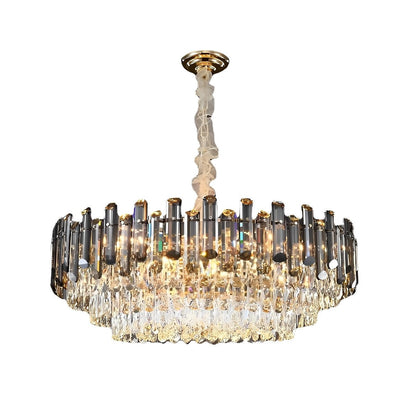 Round Oval Multi - layer Crystal Electroplating Metal Modern Chandelier - Flyachilles